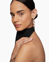 DY Mercer® Melange Linked Drop Earrings in Sterling Silver with 18K Rose Gold and Diamonds, 68mm